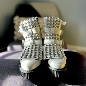 Marc by Marc Jacobs Leather Studded Combat Boot